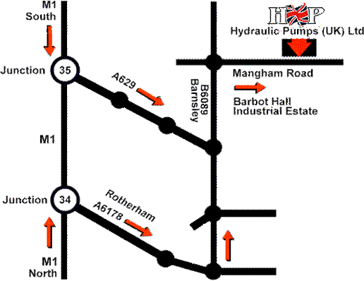 Map of Hydraulic Pumps UK location